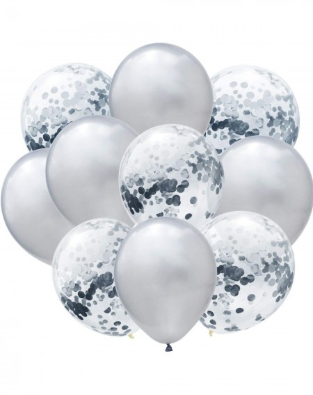 Balloons 50 Pcs New Year Confetti Balloons Silver and Silver Sequins 12" Clear Balloons Party Supplies for Valentines Wedding...