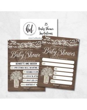 Invitations 25 Rustic Floral Baby Shower Invitations- Sprinkle Invite for boy or Girl- Gender Neutral Reveal Wood Lights- Cut...