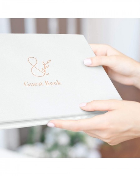 Guestbooks Guest Book For Weddings And Engagements With Elegant Pearl Drop Luminaire Hard Cover And Rose Gold Foil Stamp- Cas...