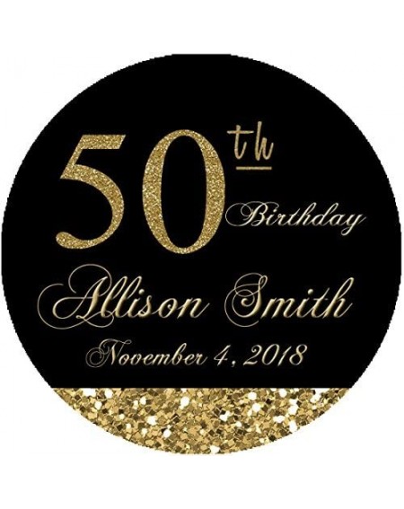 Favors 50th Birthday Black and Gold 2" Party Favor Labels Great for personalizing Your Events Candles- Cupcake Toppers Mason ...