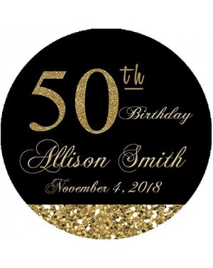 Favors 50th Birthday Black and Gold 2" Party Favor Labels Great for personalizing Your Events Candles- Cupcake Toppers Mason ...