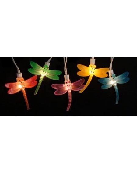 Outdoor String Lights 10-Count Dragonfly Summer Garden Outdoor Patio Lights- 7.25ft White Wire - CB18MC2T0GI $17.34
