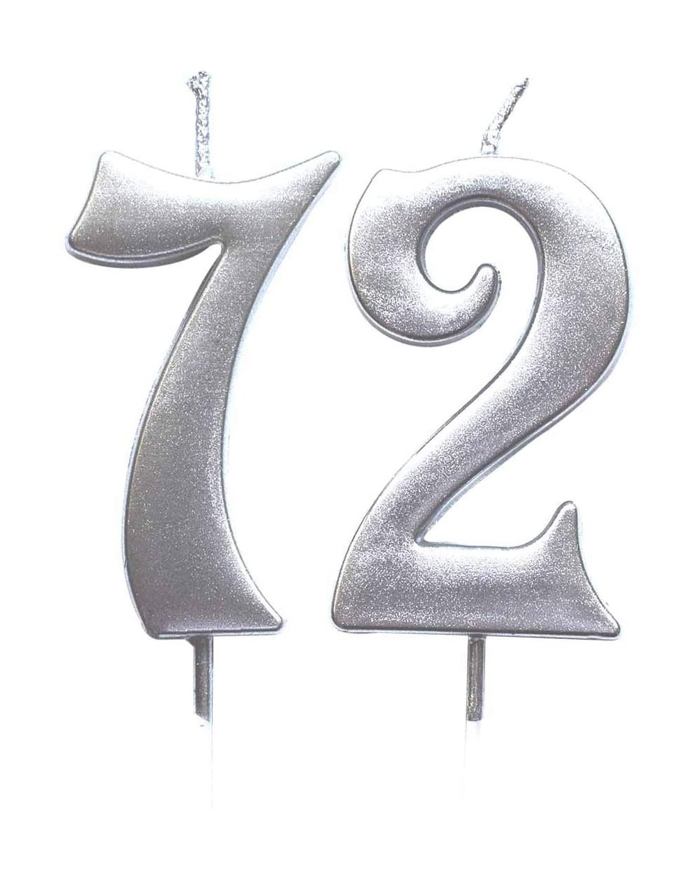 Birthday Candles Silver 72nd Birthday Numeral Candle- Number 72 Cake Topper Candles Party Decoration for Women or Men - CS18T...