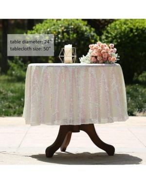 Tablecovers 50-Inch Round Sequin Tablecloth for Party Cake Dessert Table Exhibition Events- Iridescent - Iridescent - CH1880O...