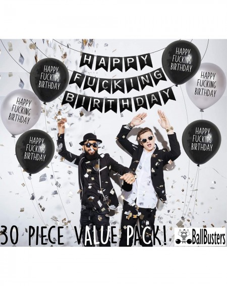 Balloons 30 pc Funny Birthday Balloons - Gag Gift for a Man Birthday~ Designed- a USA company (Black & Silver Balloons -C) - ...
