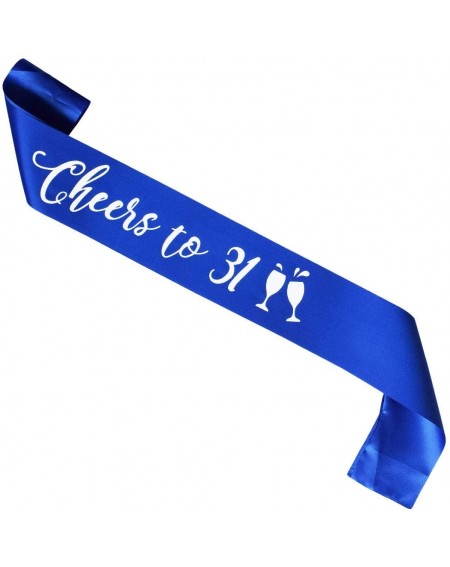 Favors Blue Cheers to 31 Years Birthday sash- Men or Woman 31st Birthday Gifts Party Supplies- Royal Blue Party Decorations -...