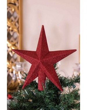 Tree Toppers Red Glitter Star Tree Topper Festive Christmas Décor - Perfect Complement to Any Holiday Decoration - Unlit Shat...