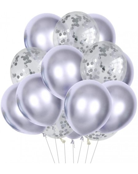 Balloons 80 pcs 12inch Silvery Confetti Balloons and Silvery Chrome Shiny Metallic Latex Balloons for Wedding Party Baby Show...