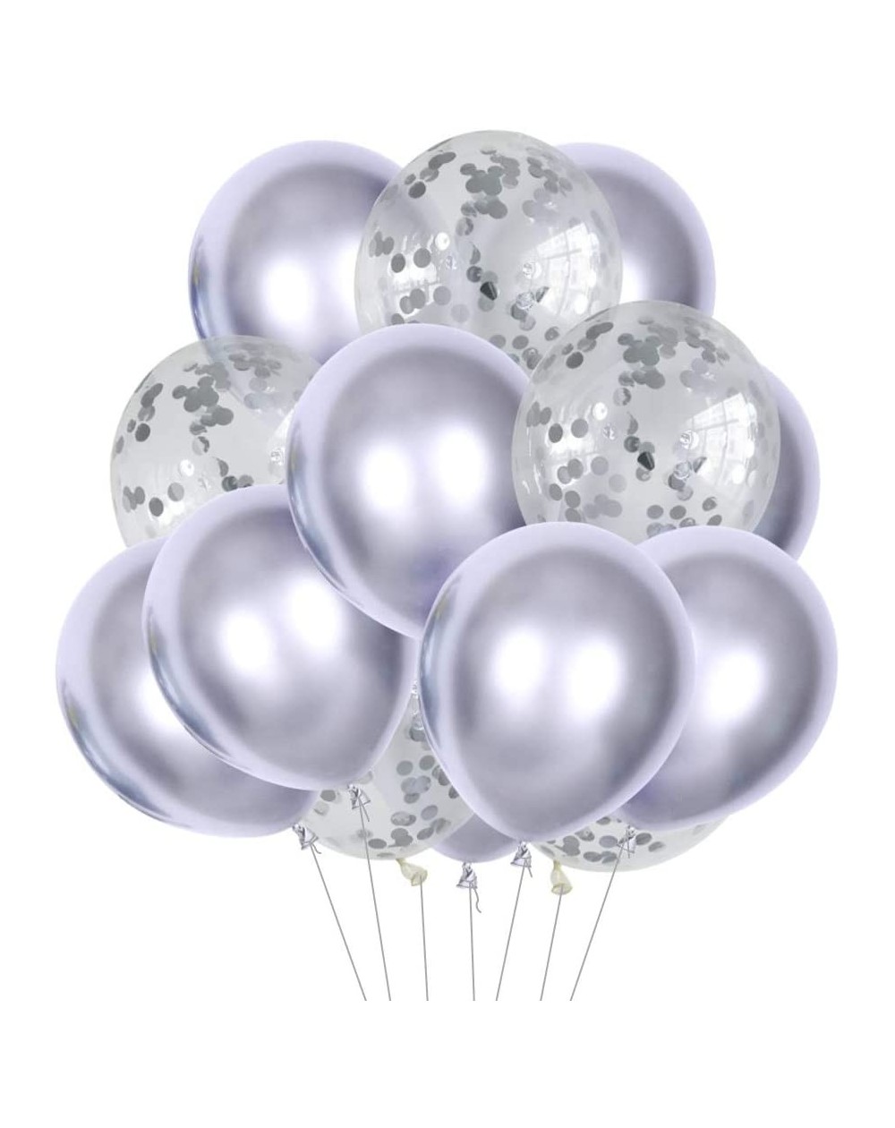 Balloons 80 pcs 12inch Silvery Confetti Balloons and Silvery Chrome Shiny Metallic Latex Balloons for Wedding Party Baby Show...