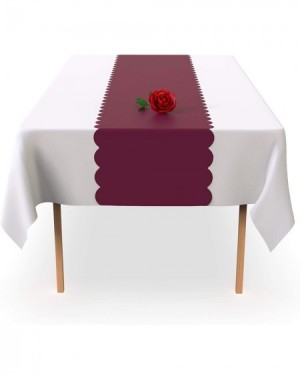 Tablecovers Burgundy Scallop Disposable Table Runner. 5 Pack 14 x 108 inch. Adhesive Strips Secure The Plastic Table Runner. ...