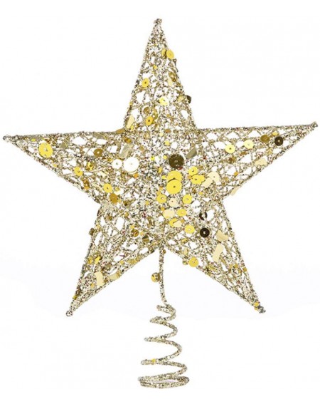Tree Toppers Metal Glittered Christmas Tree Star Topper- Xmas Tree Topper Star Christmas Decoration- Tree-top Star for Christ...