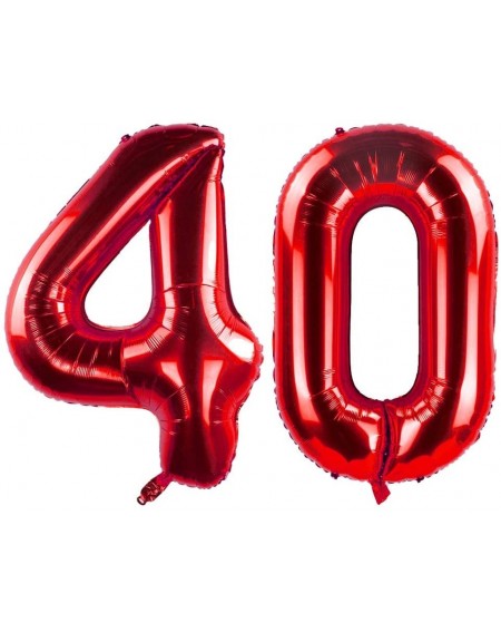 40 Inch Red 40th Birthday Number Balloons 40 Foil Mylar Balloon for Anniversary Party Decoration - Red - CO19GC9XIKI