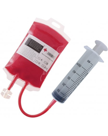 Tableware 12Pack Halloween Party Cups-Blood Bag for Drinks Container with Syringe Set of 12 IV Bags 11.5 Fl Oz Pefect for Hal...