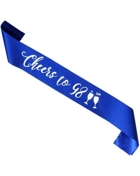 Favors Blue Cheers to 98 Years Birthday sash- Men or Woman 98th Birthday Gifts Party Supplies- Royal Blue Party Decorations -...