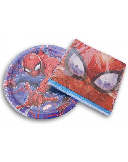 Party Tableware Marvel Spider-Man Super Hero Party Bundle - Plates and Spidey Mask Napkins - C119C53QMGA $13.56