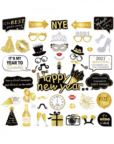 Photobooth Props 2021 New Years Eve Photo Booth Props Kit(50Pcs)- Funny Happy New Year Photo Booth with Stick for Adult Kids ...
