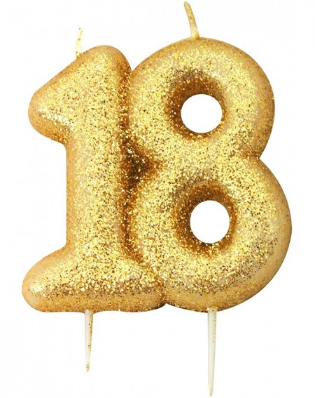 Cake Decorating Supplies Gold Glitter Numeral Moulded Cake Candle - No 18 AHC203ANH_SML - C117WXNY2I6 $8.87