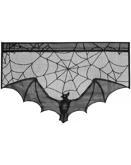 Tablecovers Halloween Window Decorations- Black Lace Bat Fireplace Mantels Valances Covers- Halloween Decorations for Festive...