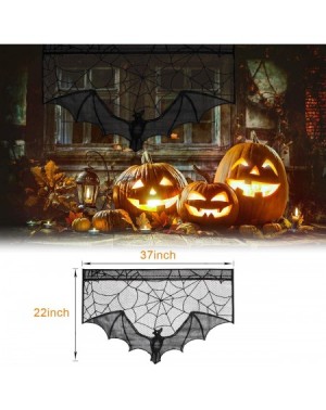Tablecovers Halloween Window Decorations- Black Lace Bat Fireplace Mantels Valances Covers- Halloween Decorations for Festive...