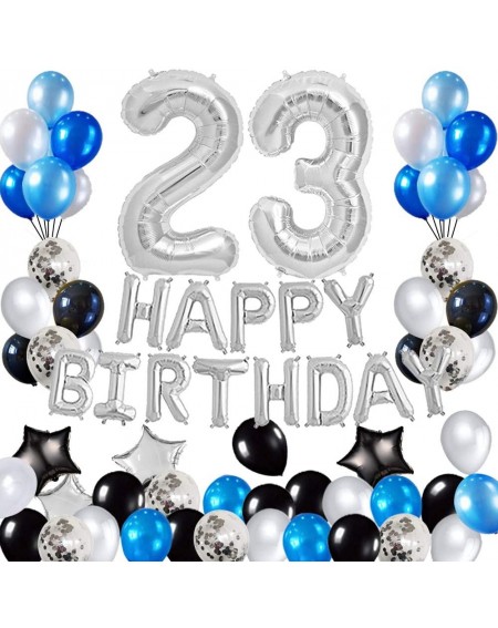 Balloons 23rd Birthday Decorations Birthday Party Supplies Set- Foil Happy Birthday Banner Foil Balloons Number 23 and Star S...