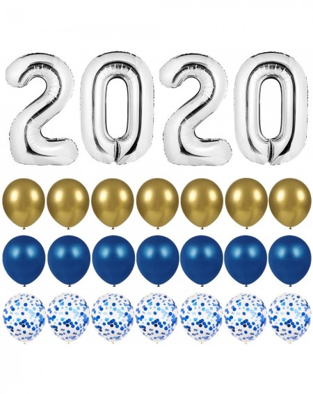 Balloons Graduation Decorations 2020 Balloons Props - 40 Inch Large 2020 Balloons with 7 Blue Confetti Balloons-7 Blue Latex ...