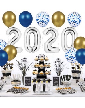 Balloons Graduation Decorations 2020 Balloons Props - 40 Inch Large 2020 Balloons with 7 Blue Confetti Balloons-7 Blue Latex ...