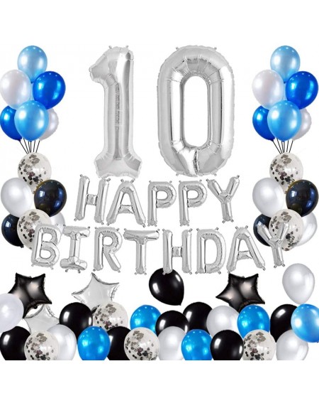 Balloons 10th birthday Decorations Birthday Party Supplies Set- Foil Happy Birthday Banner Foil Balloons Number 10 and Star S...