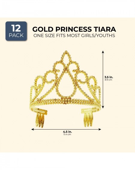 Party Hats 12 Pack Gold Tiara for Girls- Princess Dress Up Crown for Kids Costume Birthday Party Favors in Bulk - CY18TQDK4S9...
