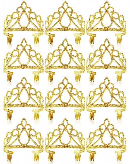 Party Hats 12 Pack Gold Tiara for Girls- Princess Dress Up Crown for Kids Costume Birthday Party Favors in Bulk - CY18TQDK4S9...