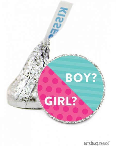 Favors Chocolate Drop Labels Stickers Single- Baby Shower- Boy or Girl?- 216-Pack- For Gender Reveal Hershey's Kisses Party F...