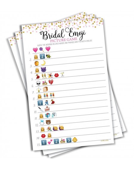 Party Packs Bridal Shower Emoji Picture Game (50-sheets) - C5180HNDLHW $23.97