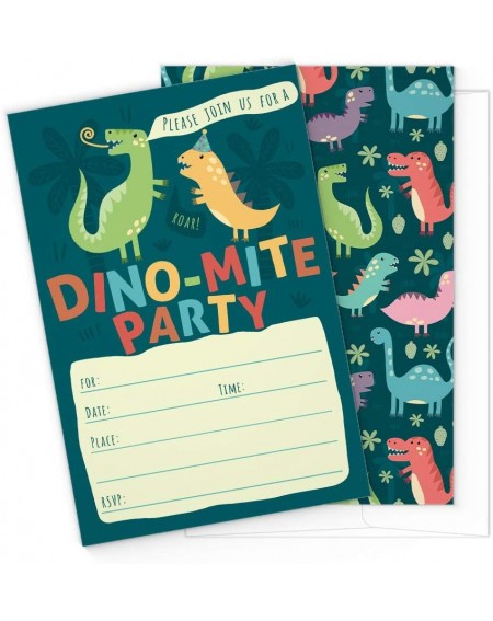 Invitations Dinosaur Kids Party Invitation Cards - Lots of Fun with a Pun! 25 High Quality Invites with Envelopes for T-Rex K...