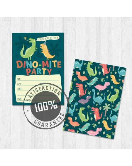 Invitations Dinosaur Kids Party Invitation Cards - Lots of Fun with a Pun! 25 High Quality Invites with Envelopes for T-Rex K...