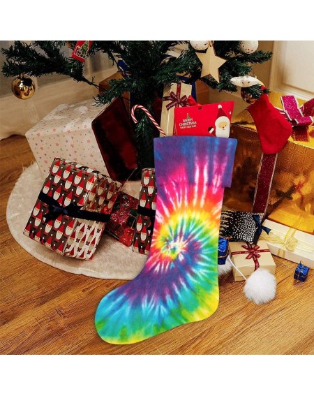 Stockings & Holders Bee on Rainbow Christmas Stocking for Family Xmas Party Decoration Gift 17.52 x 7.87 Inch - Multi8 - C119...