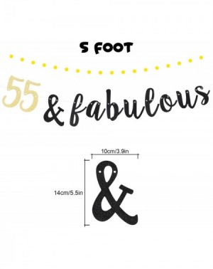 Banners 55 & Fabulous Black and Gold Glitter Bunting Banner 55 Years Old Happy 55th Birthday Anniversary Party Decorations. -...