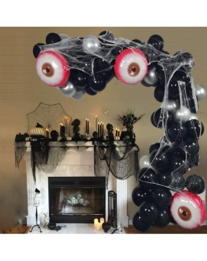 Balloons Halloween Balloons Arch with Spider Web Black Silver Latex Balloons Scary Eyeball Balloons Set for the Day of Death ...