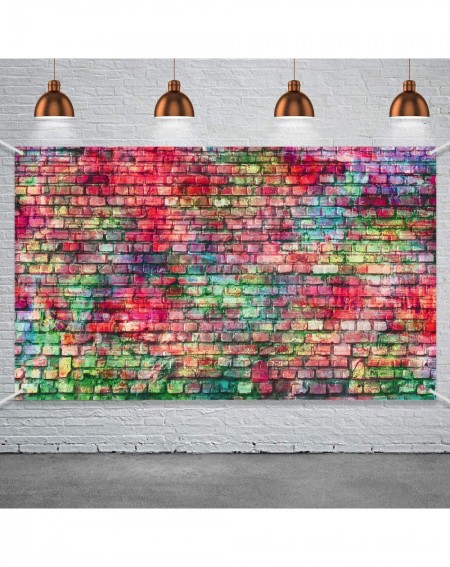 Banners Hip Hop Party Supplies- Large Fabric Colorful Brick Wall Backdrop for 80's 90's Hip Hop Disco Birthday Wedding Gradua...
