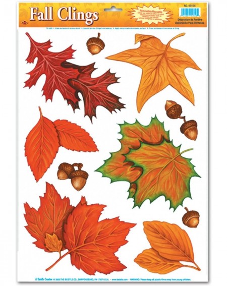 Favors Fall Leaf Clings Party Accessory (1 count) (10/Sh) - Orange/Red/Yellow - CD113WXYCE9 $20.87