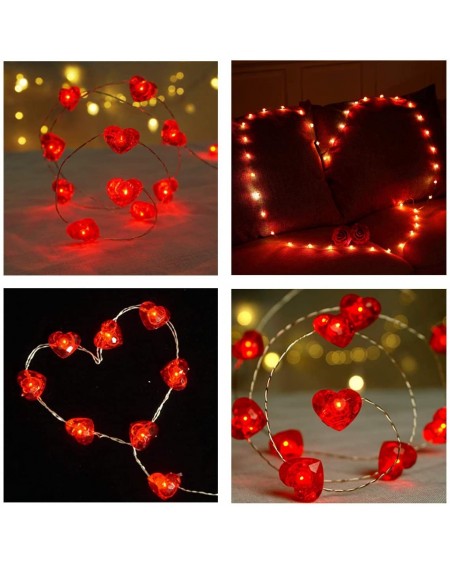 Indoor String Lights Heart Shaped String Lights 10 FT 40 LEDs 12 Modes 8 Speeds with Remote Timer - Battery Operated - Copper...