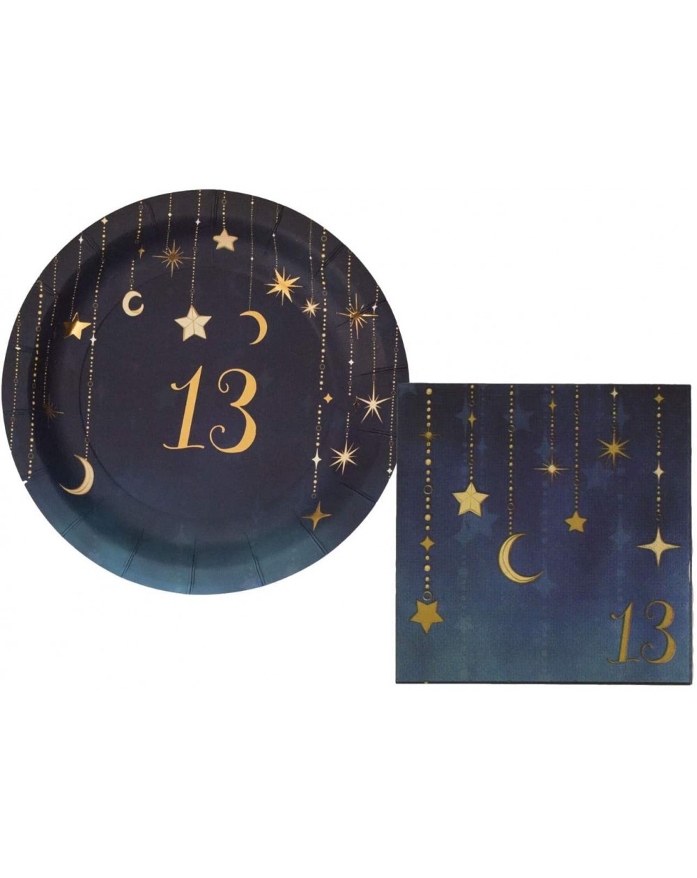 Party Packs 13th Birthday Party Supplies Bundle Includes Dessert Plates and Napkins for 16 People in a Starry Night Design - ...
