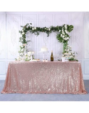 Tablecovers Rose Gold Sequin Tablecloth 60x102 Inch Rectangle Glitter Party Wedding Christmas Banquet Sparkle Table Cloth Spa...