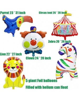 Balloons Circus Party Balloons Garland Kit 108 Pcs-Red Yellow Blue Green Latex Balloons and Zebra Lion Parrot Clown Tent Foil...