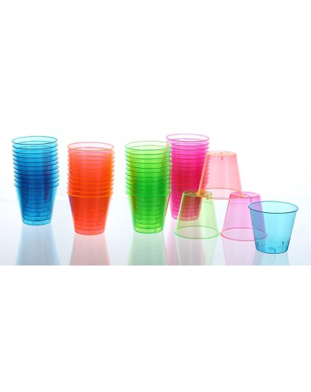 Tableware 48ct Neon Shot Glasses 1oz Plastic Bright Party Cups Wine Liquor Bar Catering - CJ12G8HNBZV $11.36