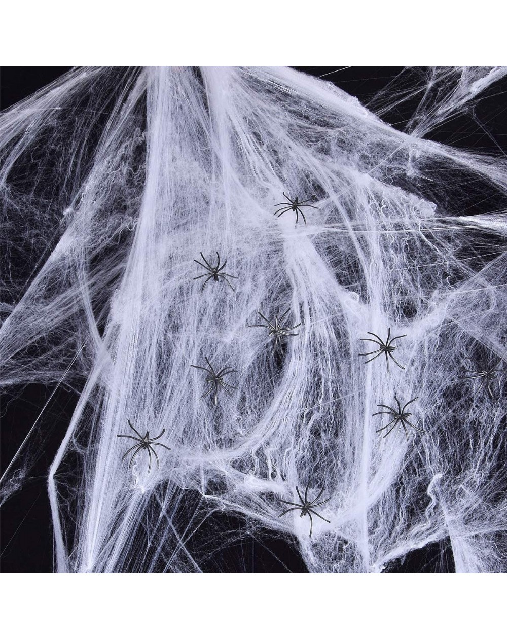 Party Packs 5-Pack Halloween Stretch Spider Webs with 100 Spiders Party Decorations Props 1000 sqft - CQ19DEG00TA $13.20