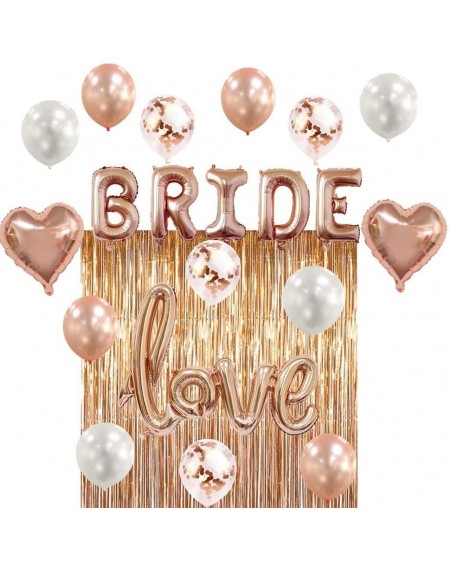 Favors Bridal Shower Bachelorette Party Decorations Kit Rose Gold - Set Includes 1 Fringe Curtain- 1 Set of Bride Balloons- 1...