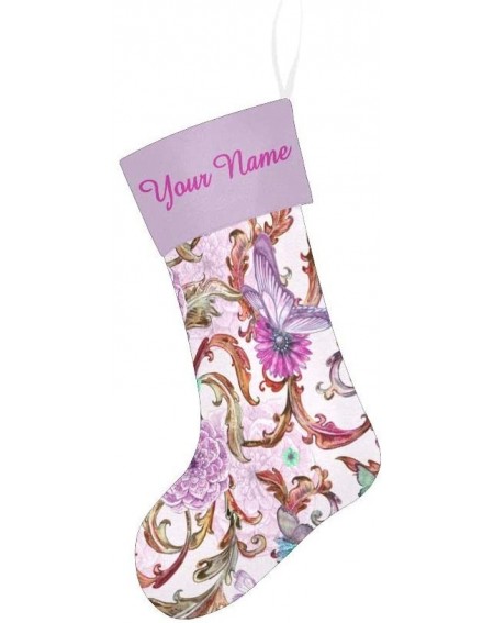 Stockings & Holders Christmas Stocking Custom Personalized Name Text Fantasy Purple Floral for Family Xmas Party Decor Gift 1...