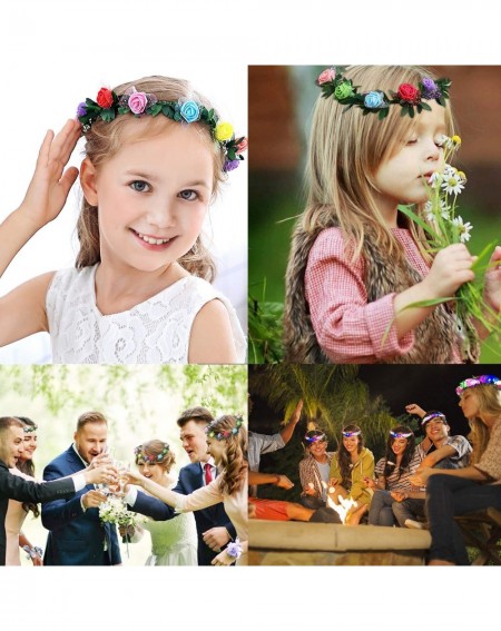Favors LED Flower Headbands Crowns for Girls and Women Handmade Floral Wreath 10 LED Light Up Flowers Head Wreath Glow Access...