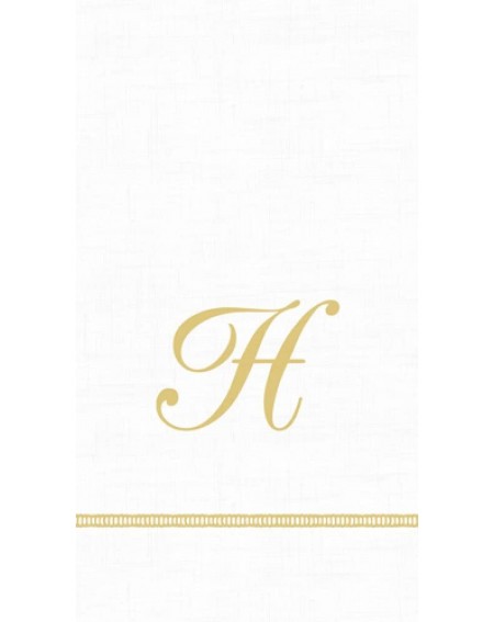 Tableware 3-Ply Paper Hemstitch Script White Monogram- 15 Count Guest Towel Napkins Letter H - H - CJ189UMAANA $26.06