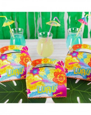 Party Favors Colorful Luau Hawaii Island Tropical Treat Gift Paper Cardboard Boxes with Handles for Crafts- Candy Goodie Bags...