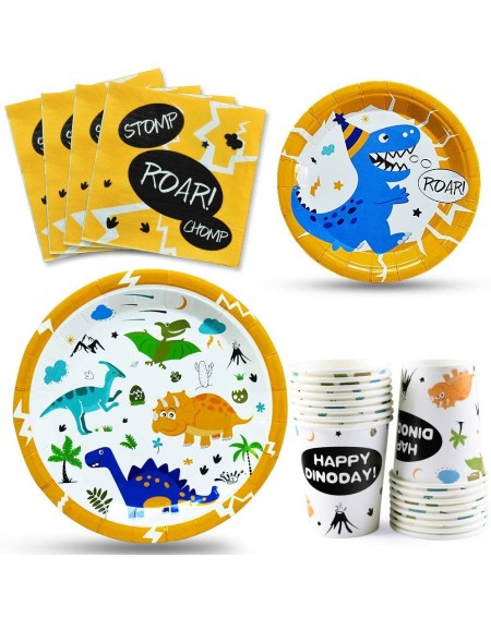 Party Packs Boys Dinosaur Party Tableware Set - Disposable Party Supplies for Kids Birthday Baby Shower Party Luncheon Dinner...